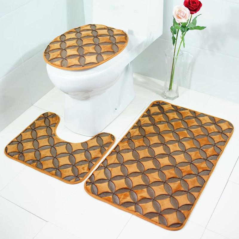 Bathroom Toilet seat Cover PVC Mesh Thicken Anti Slip Floor Bath Mats Water Absorption Rugs