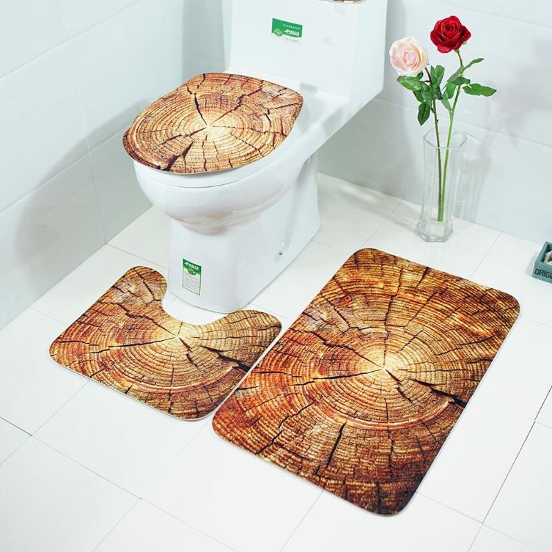 Classic Printed Bath Mats Rug Non Slip oilet Lid Cover Bathroom Carpet Bathroom Pad Set Supplies